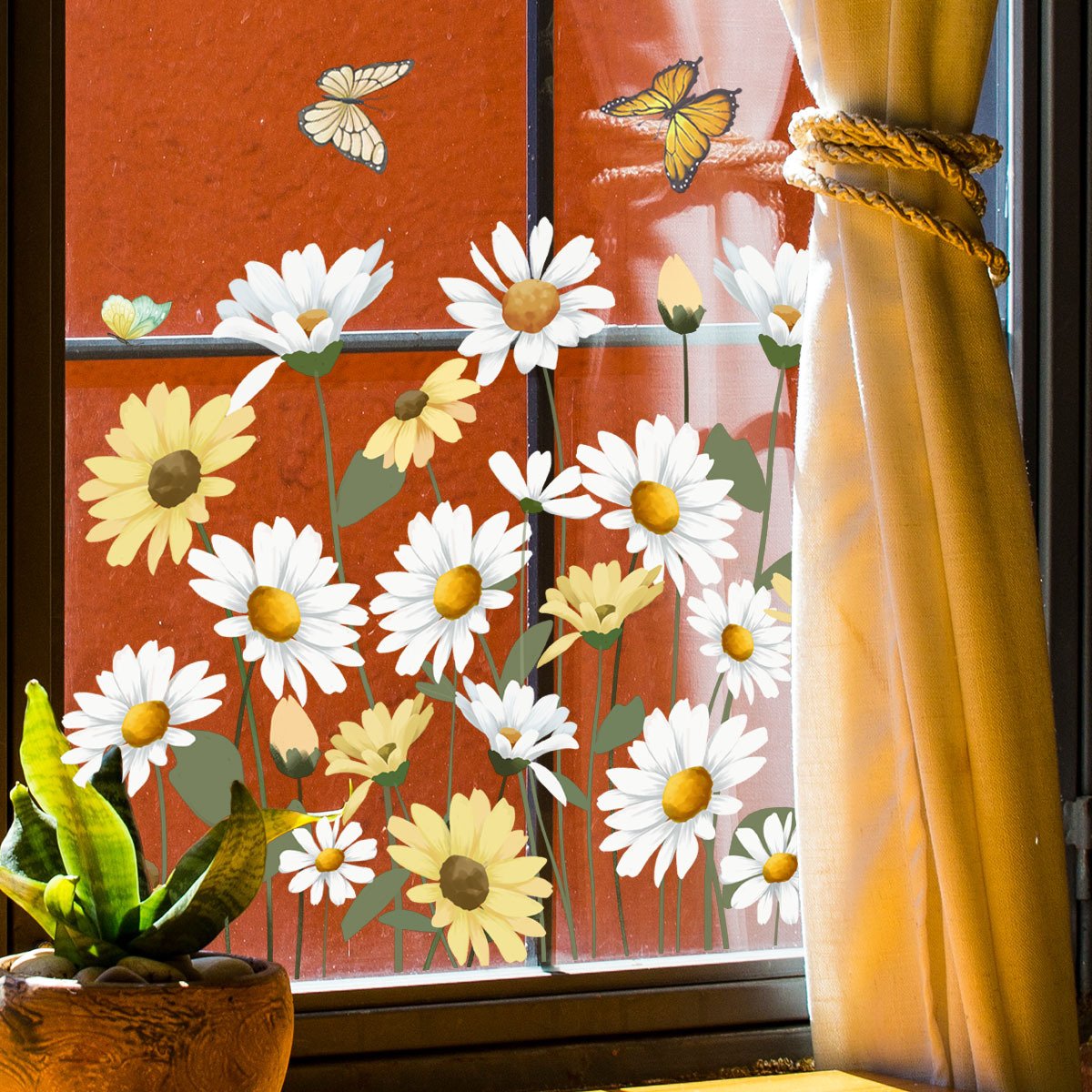 BloomLite™ - Floraler Nachbarschaftsfensteraufkleber mit bunten Blumen