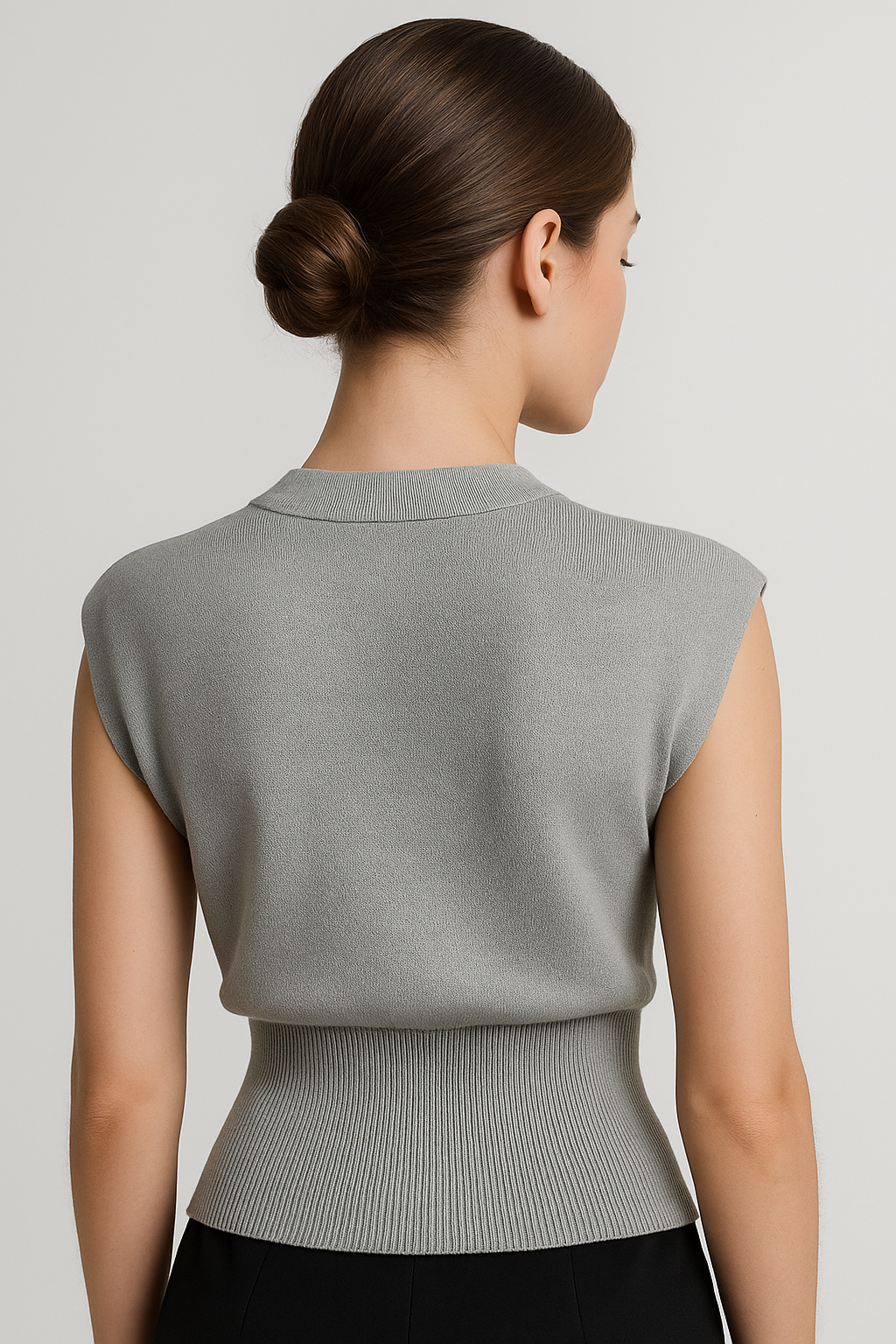 Iris | Elegante Damen Strickweste mit Goldknopf