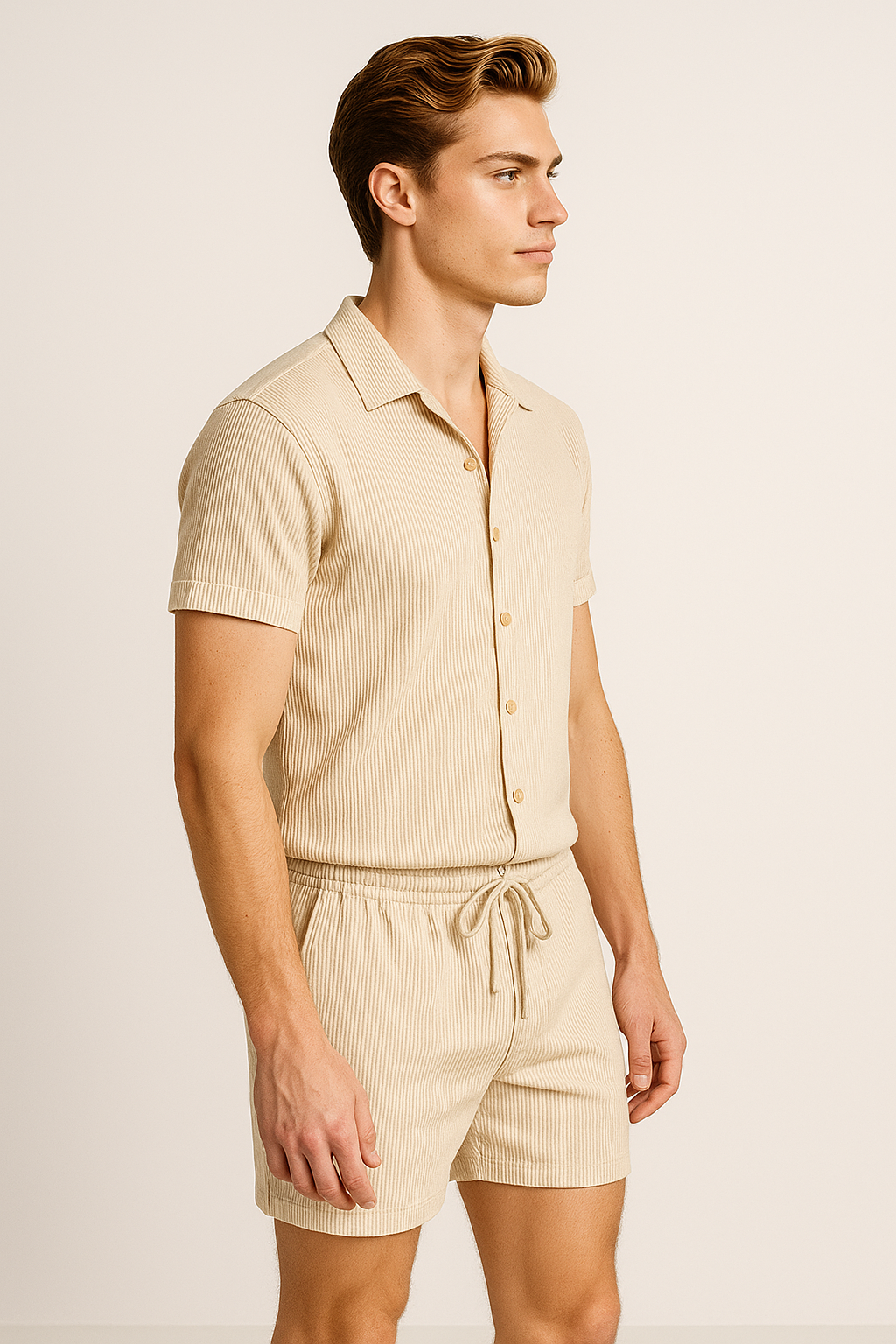 Jasper | Sommerliches Baumwollset mit Kurzarmhemd und elastischen Shorts