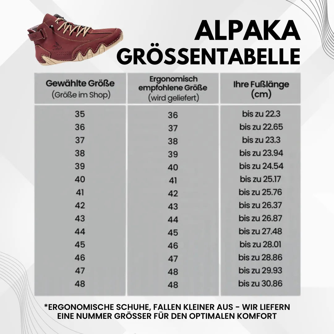 Alpaka - orthopädische, wasserdichte & rutschfeste Leder-Barfußschuhe für sicheres, gelenkschonendes Gehen für Senioren