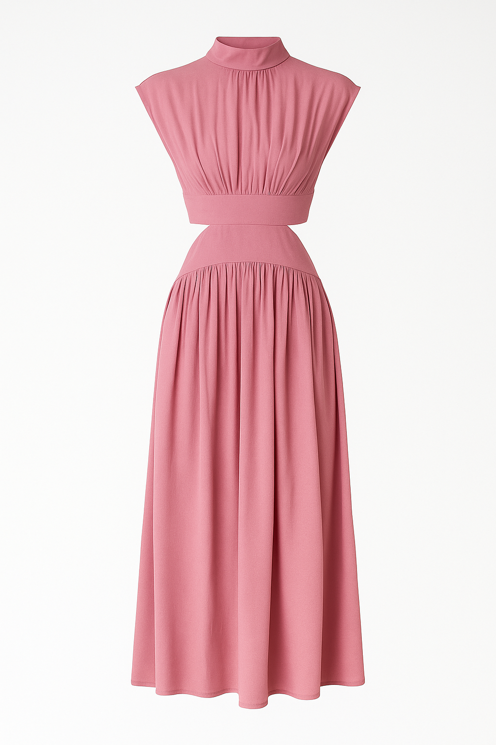 Anna | Elegantes Damen Midikleid mit Cut-Outs und hohem Kragen