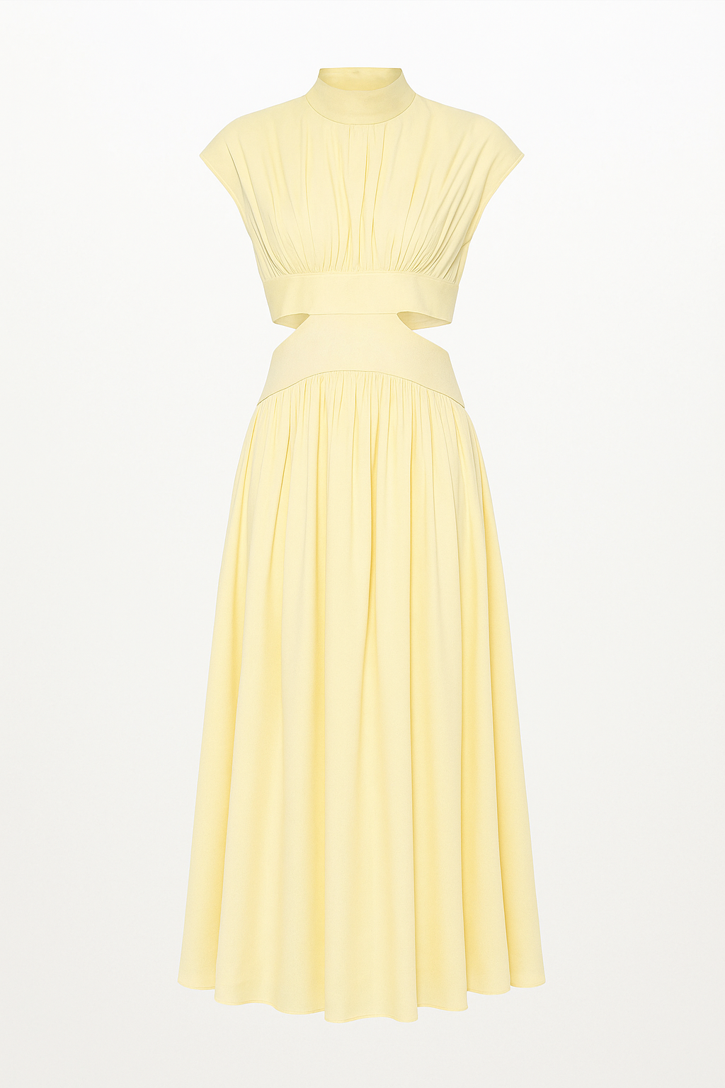 Anna | Elegantes Damen Midikleid mit Cut-Outs und hohem Kragen