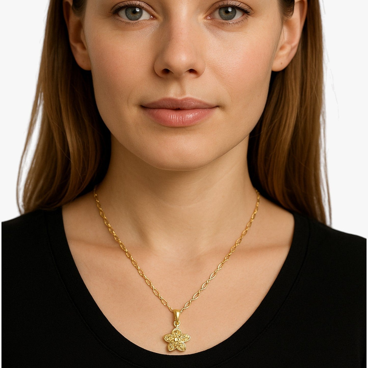 Winnie | Halskette mit rotierender Blume aus Gold und Zirkonia