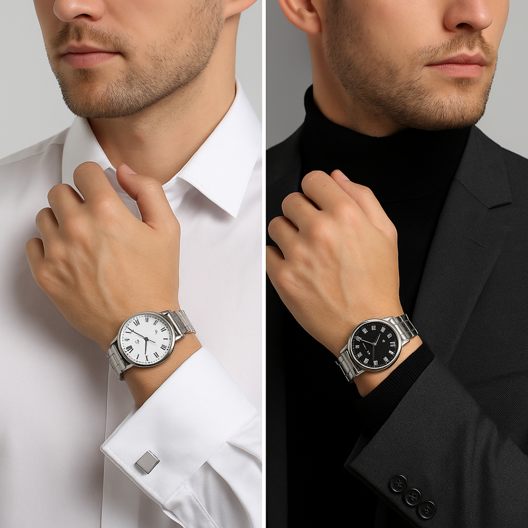 Leon | Elegante silberne Uhr für Herren