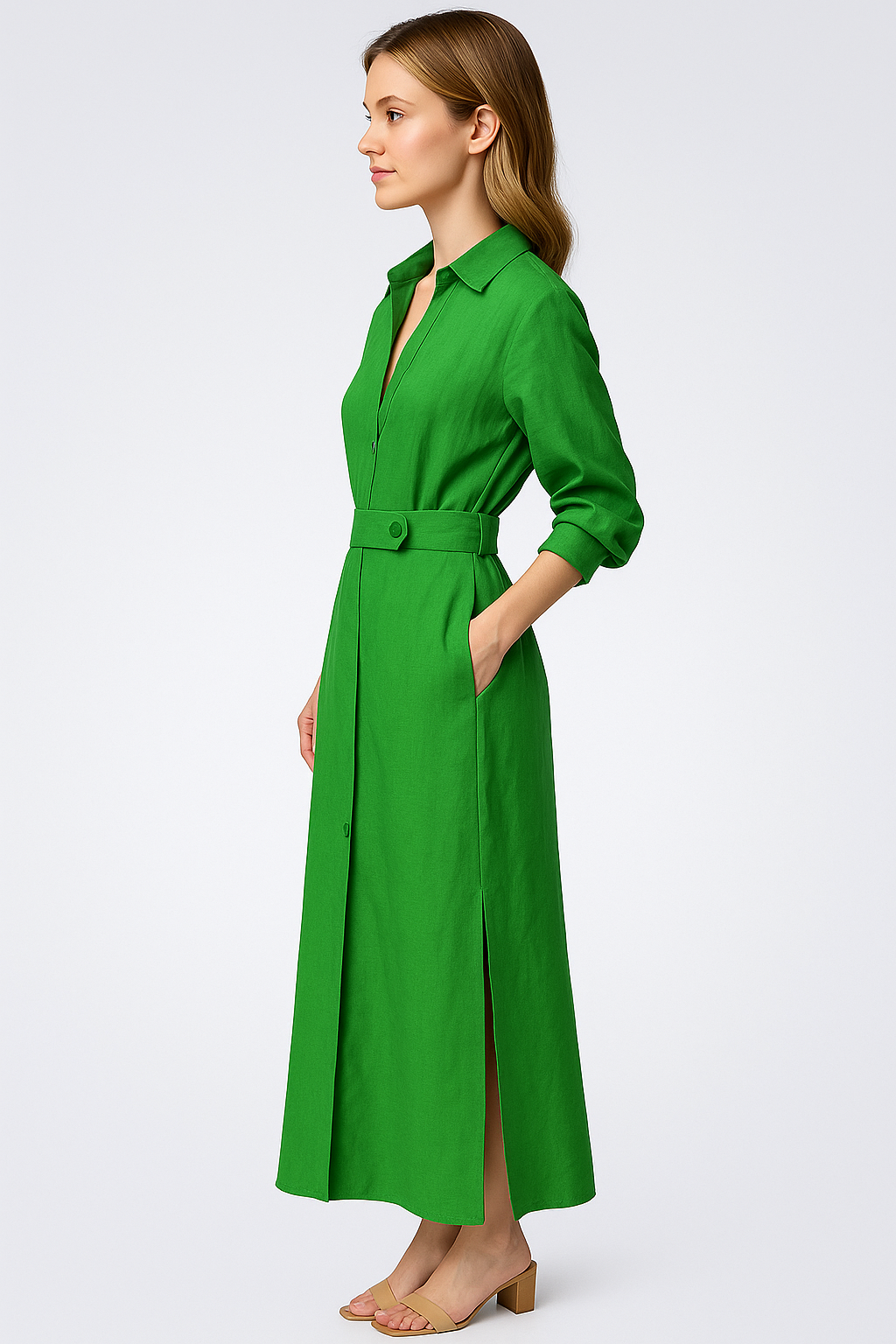 Maggie | Damen Elegantes Maxikleid V-Ausschnitt Sommer