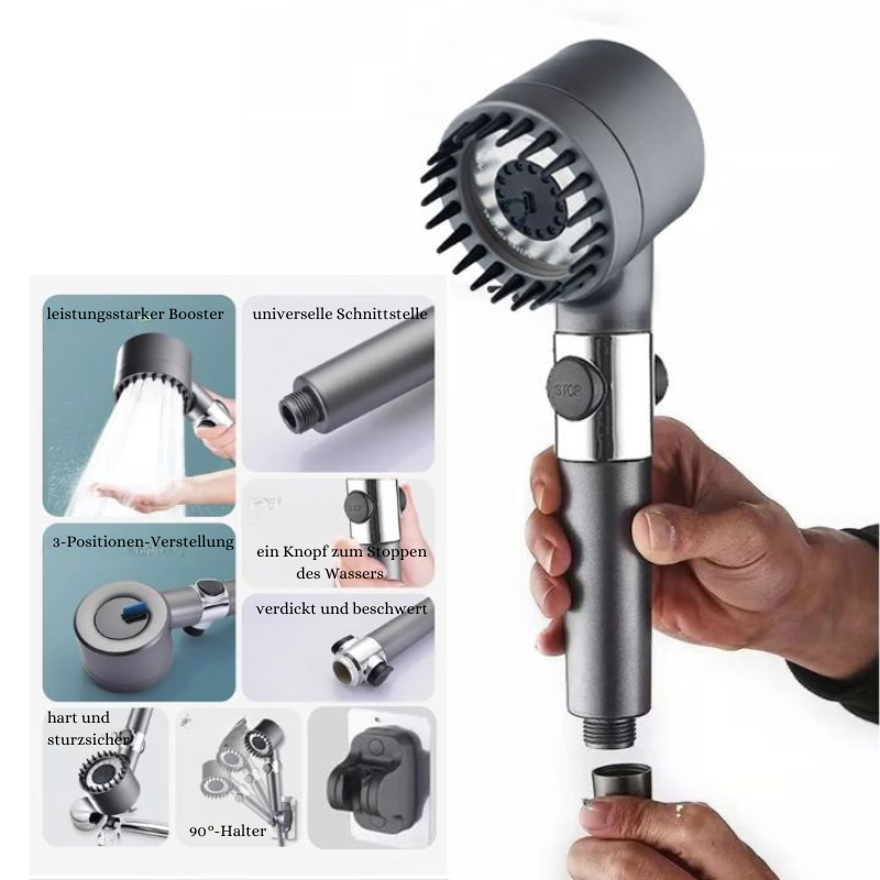 PowerDusch™ | Multifunktionales Hochdruck-Duschkopf-Set