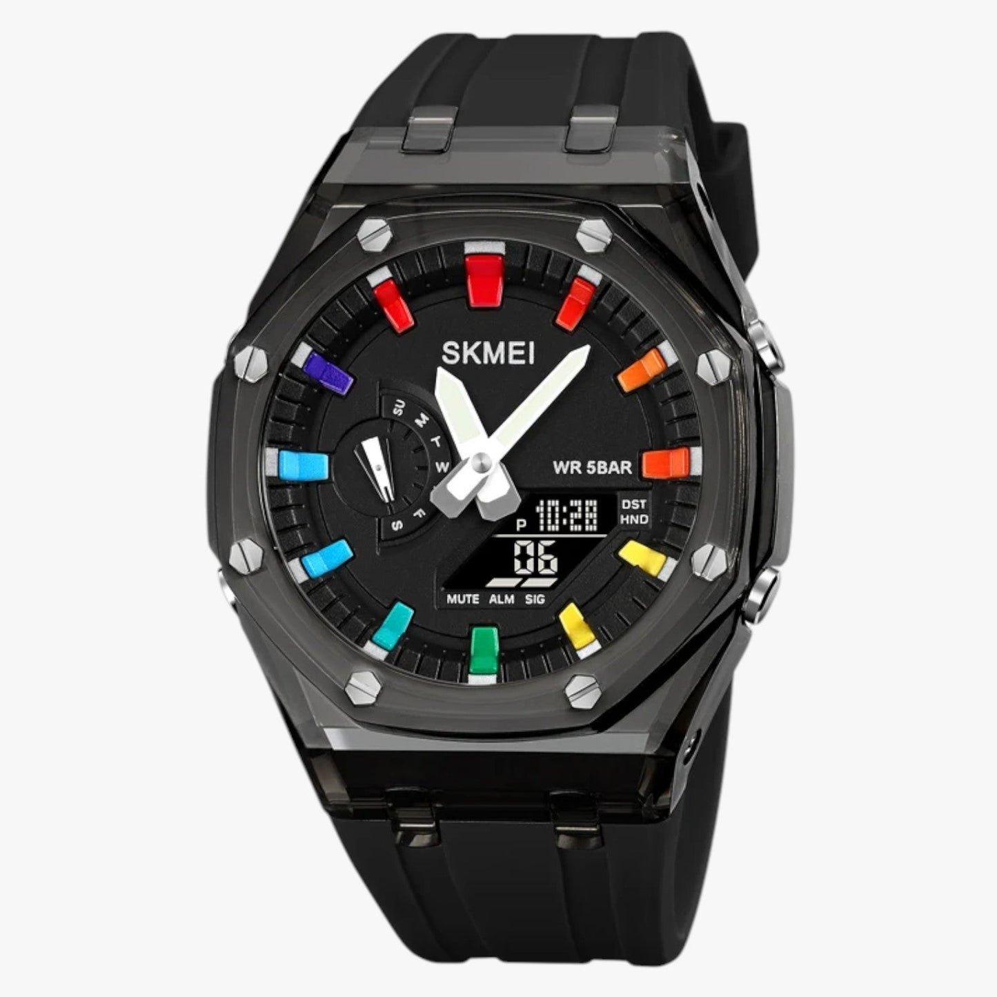 Fabian | Transparentes digitalesuhr mit 5 ATM Wasserdichtigkeit, Wecker und intelligenten Funktionen