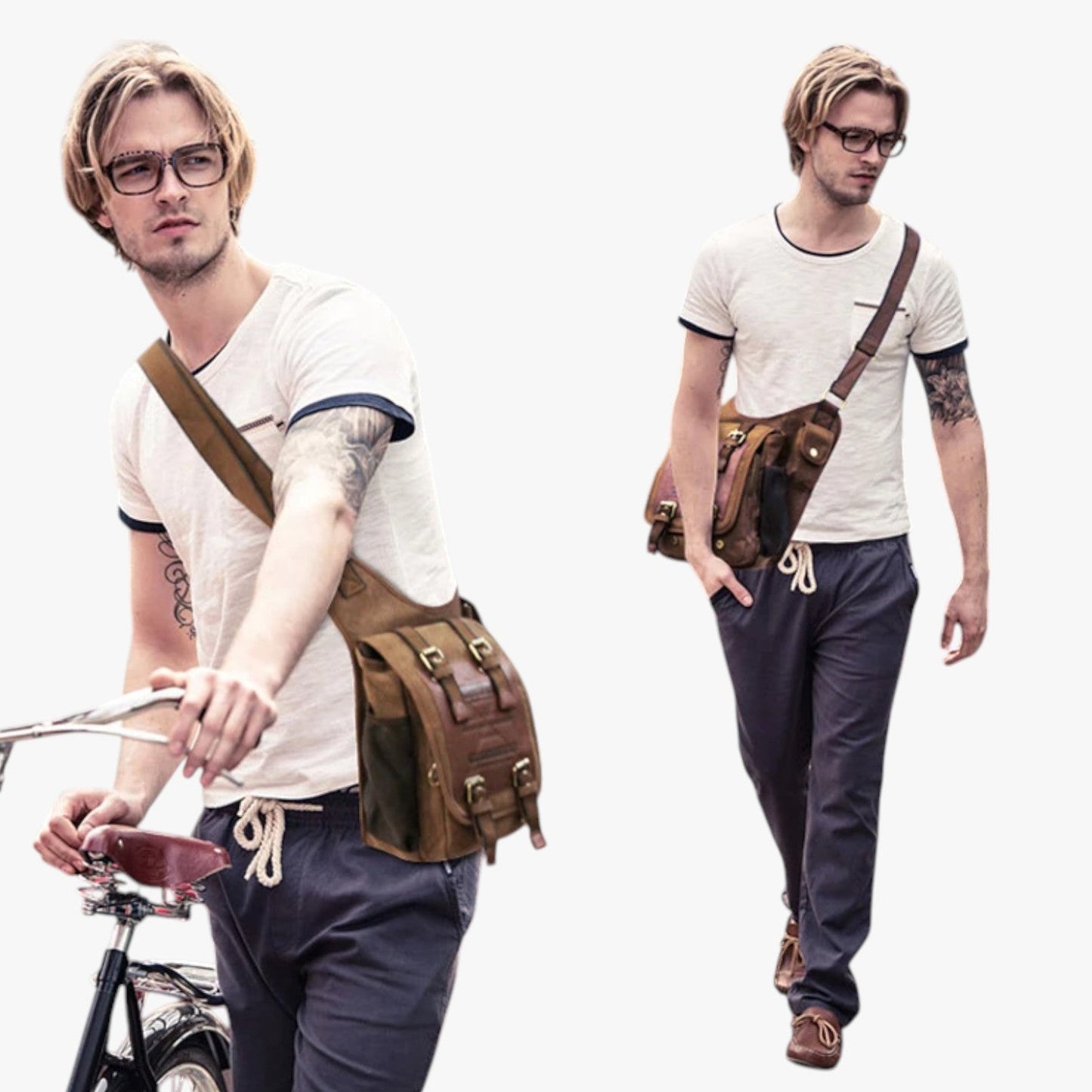 Adam | Herren Messenger-Tasche aus Vintage-Nylon Praktisch, Leicht, Immer bei Dir