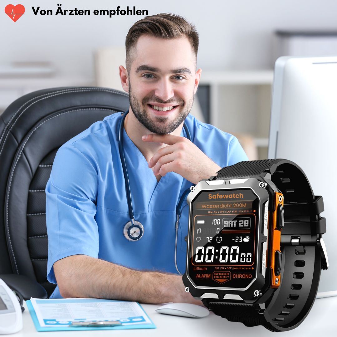 AirForce Health K52 - die unzerstörbare Militär-Smartwatch mit Echtzeit Herzfrequenzmesser, Blutdruck-/Sauerstoff-Tracker
