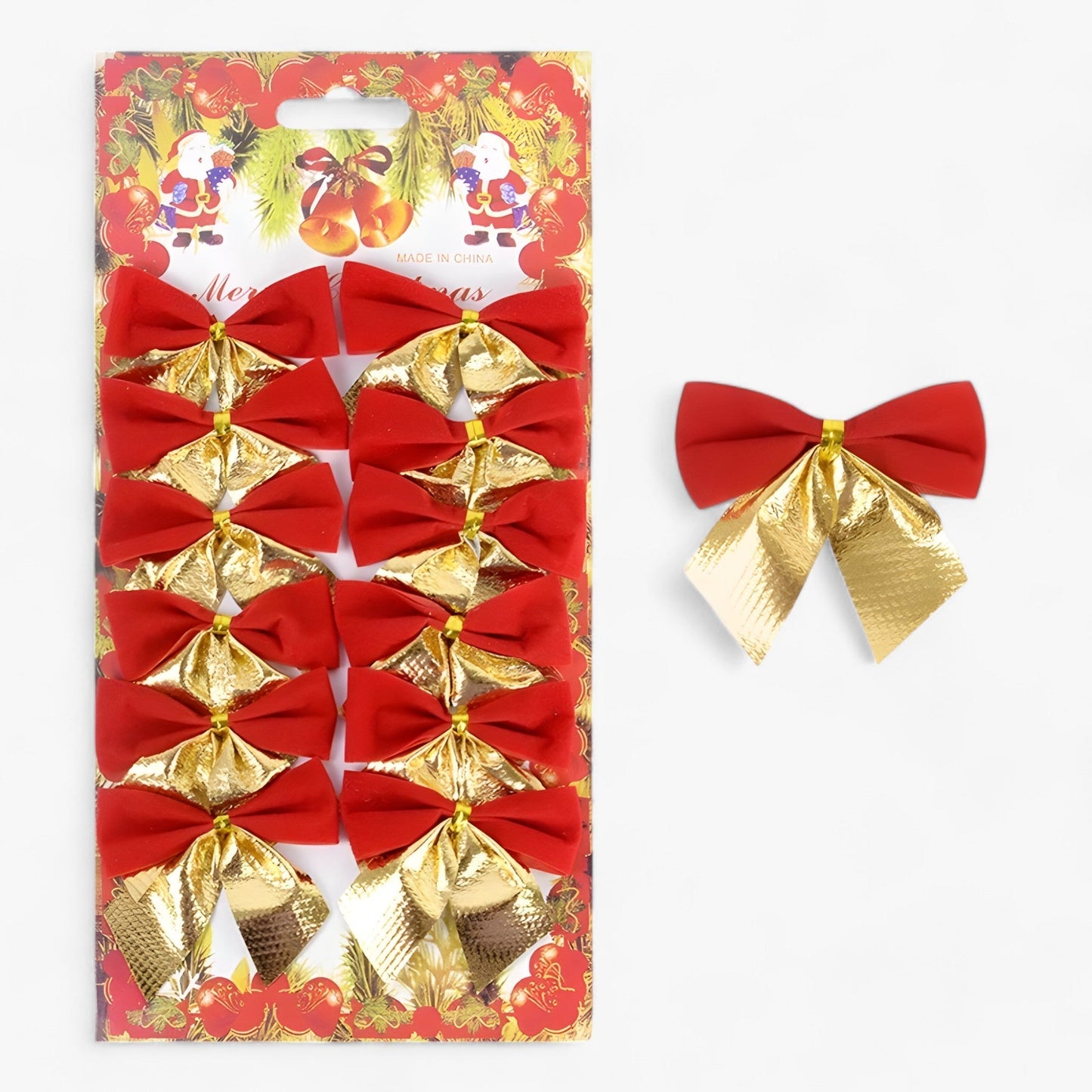 Weihnachtsdekoration | Mini Hängevorrichtungen Rote und Goldene Schleifen - Perfekt für DIY und Geschenkdekoration