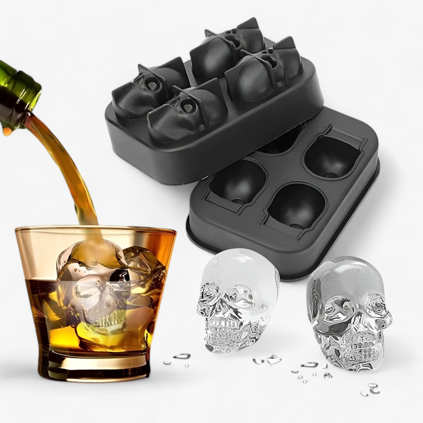 3D Schädel Eiswürfelform mit Trichter für kreative Getränke und Cocktails