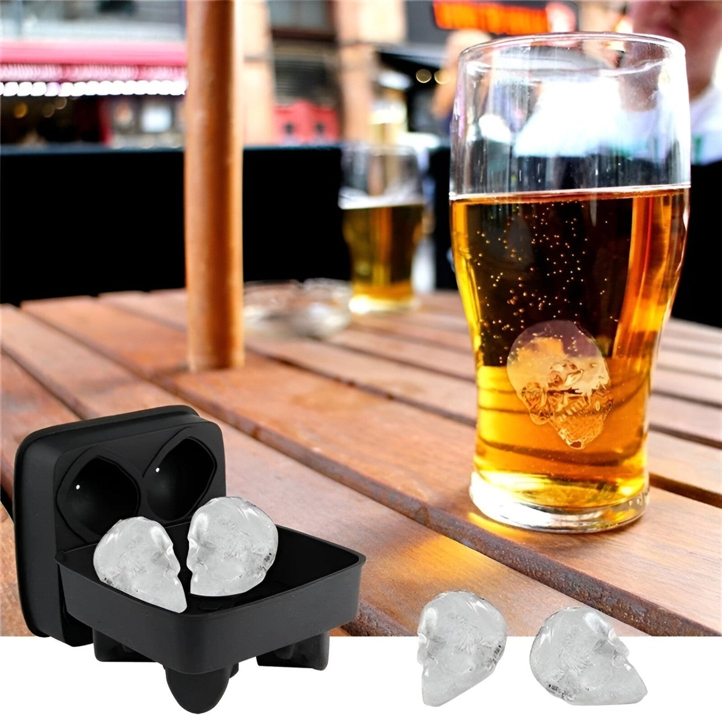 3D Schädel Eiswürfelform mit Trichter für kreative Getränke und Cocktails