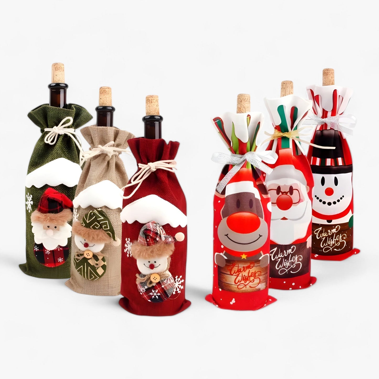 FengRise Dekoration | Flasche Hülle Weihnachtsmann - Geschenkhalter in Weihnachtsstrümpfen - Weihnachtsgeschirr - Neujahrs Geschenk