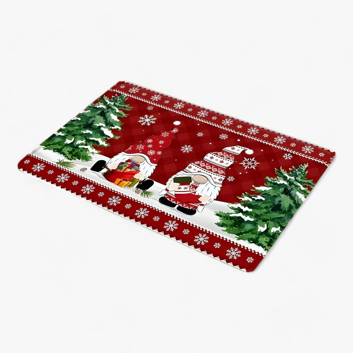 Weihnachtsgnome und Elch | Türmatte - Festliche Innen-/Außendekoration
