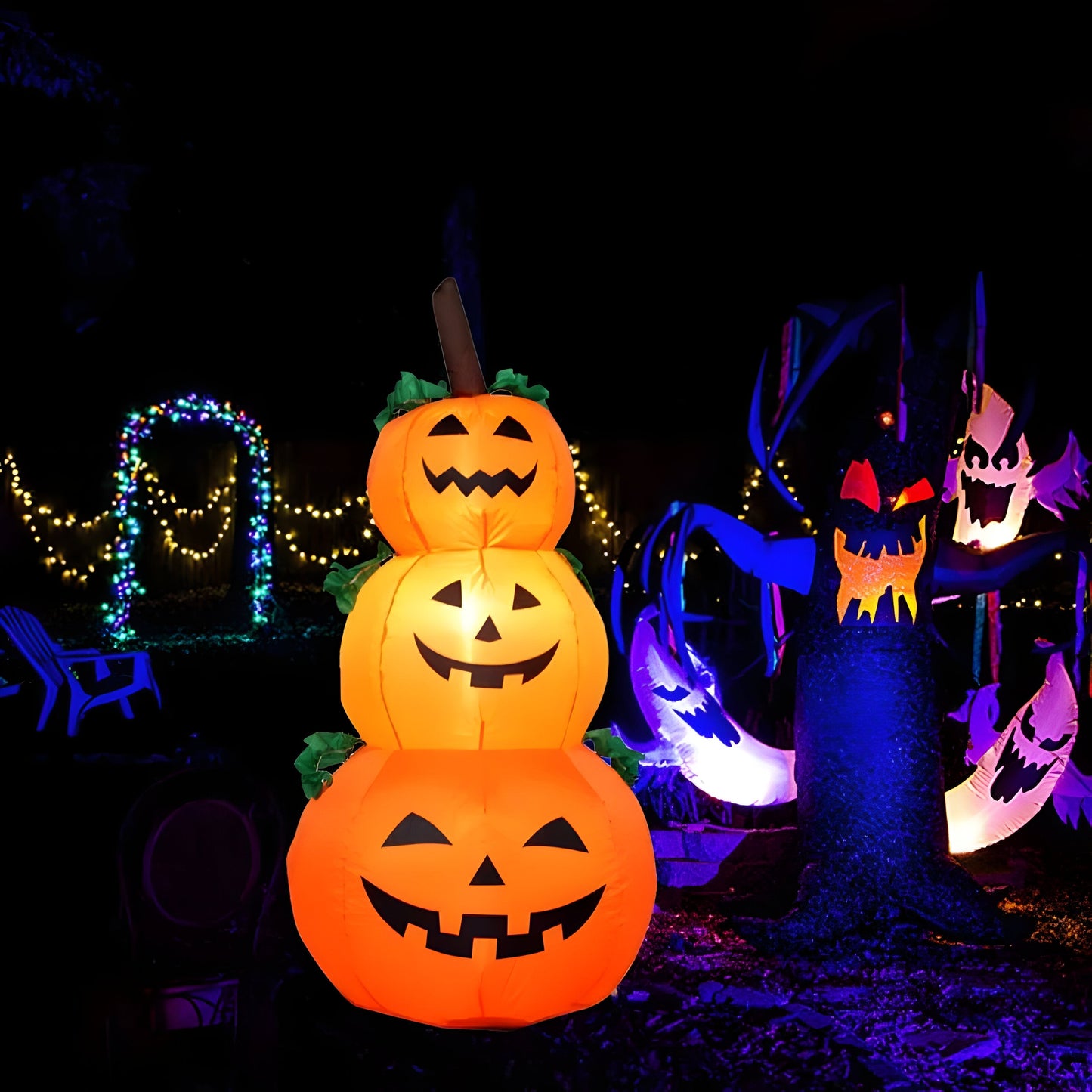 Aufblasbare LED-Kürbis - Gruselige Deko für Halloween im Freien