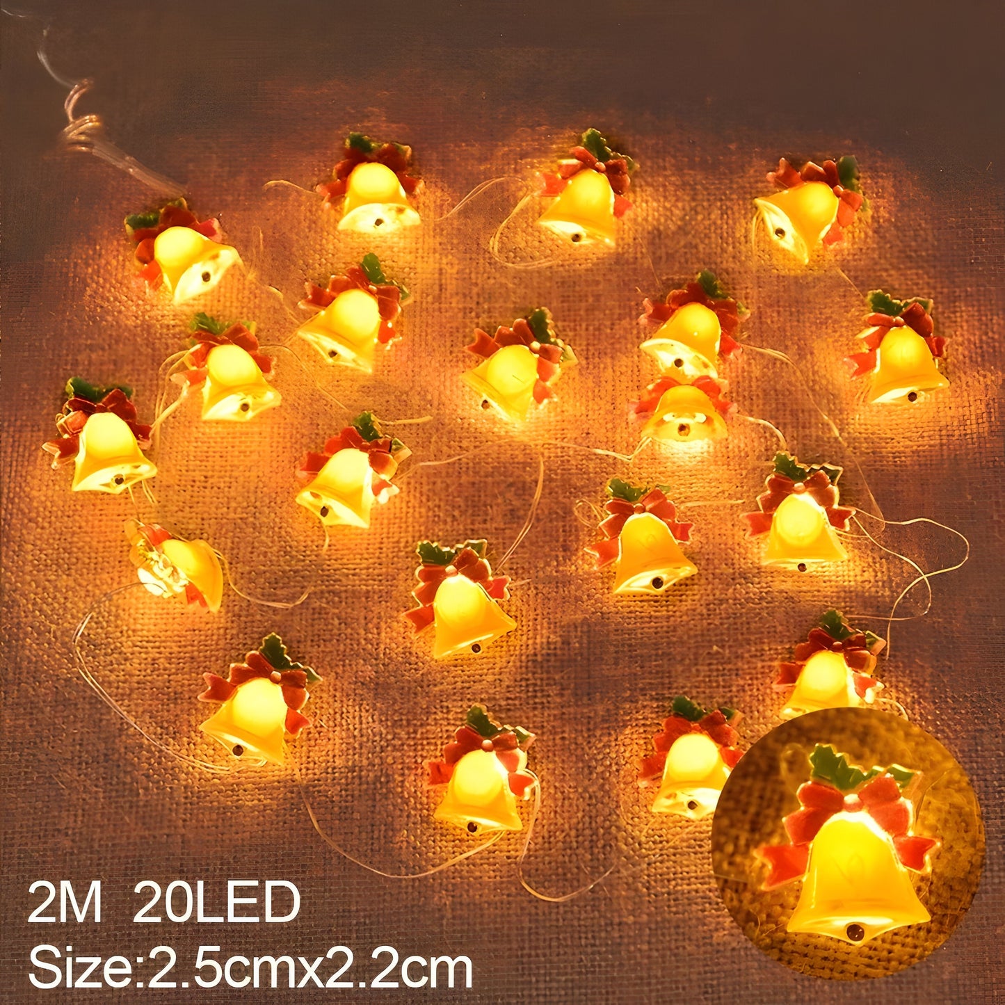 TwinkleLights | LED Lichterschlauch 20LED - Beleuchten Sie Ihre Feste mit dem Weihnachtsmann und Schneeflocken