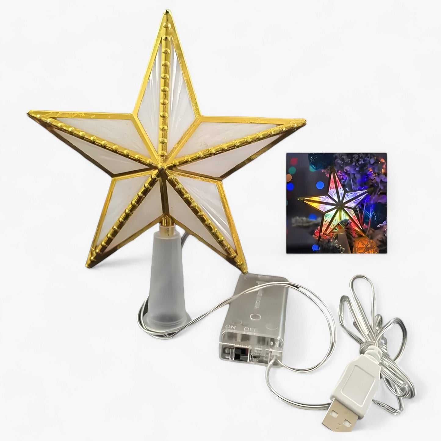 Topper Star | LED Leuchtende Stern mit Fünf Spitzen für den Weihnachtsbaum