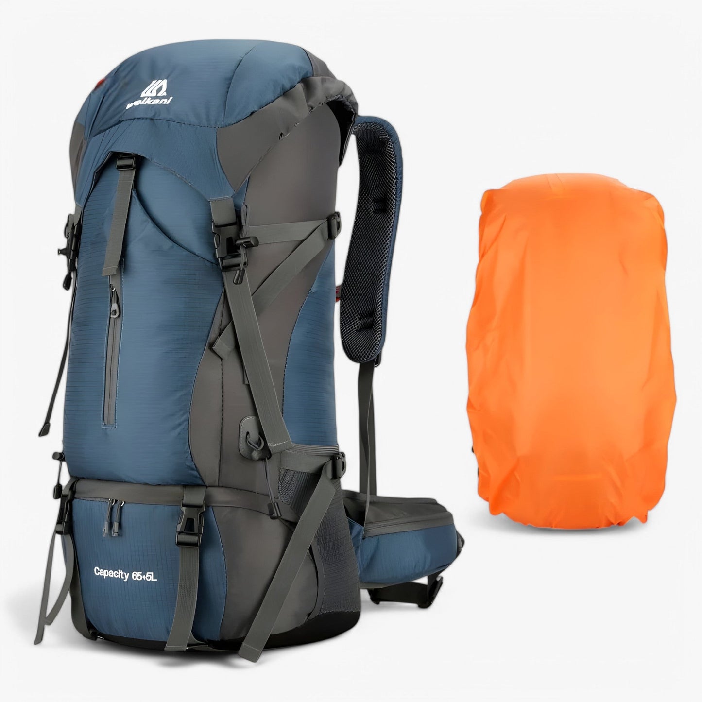 70L Camping-Nylonrucksack mit Regenschutz