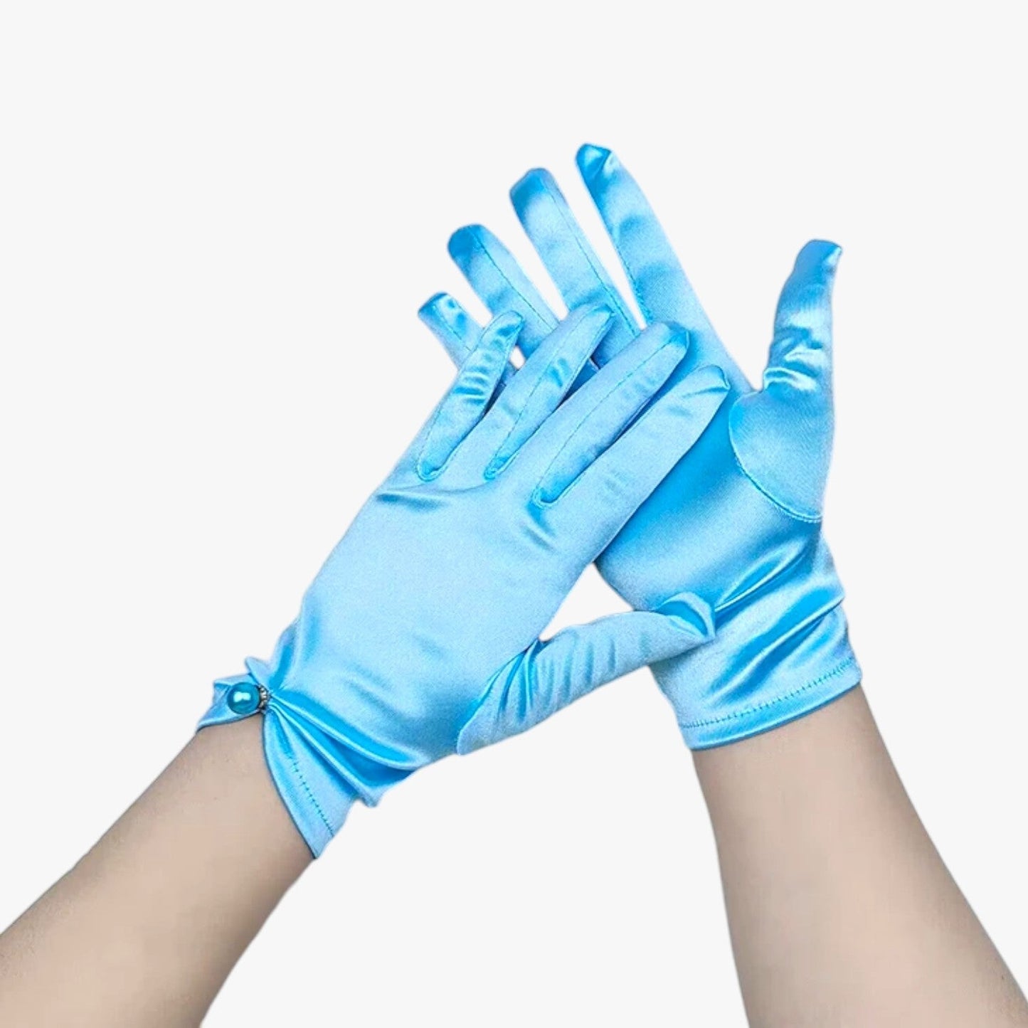 Leila | Elegante Satinhandschuhe mit Perlen Perfekt für Zeremonien und besondere Anlässe