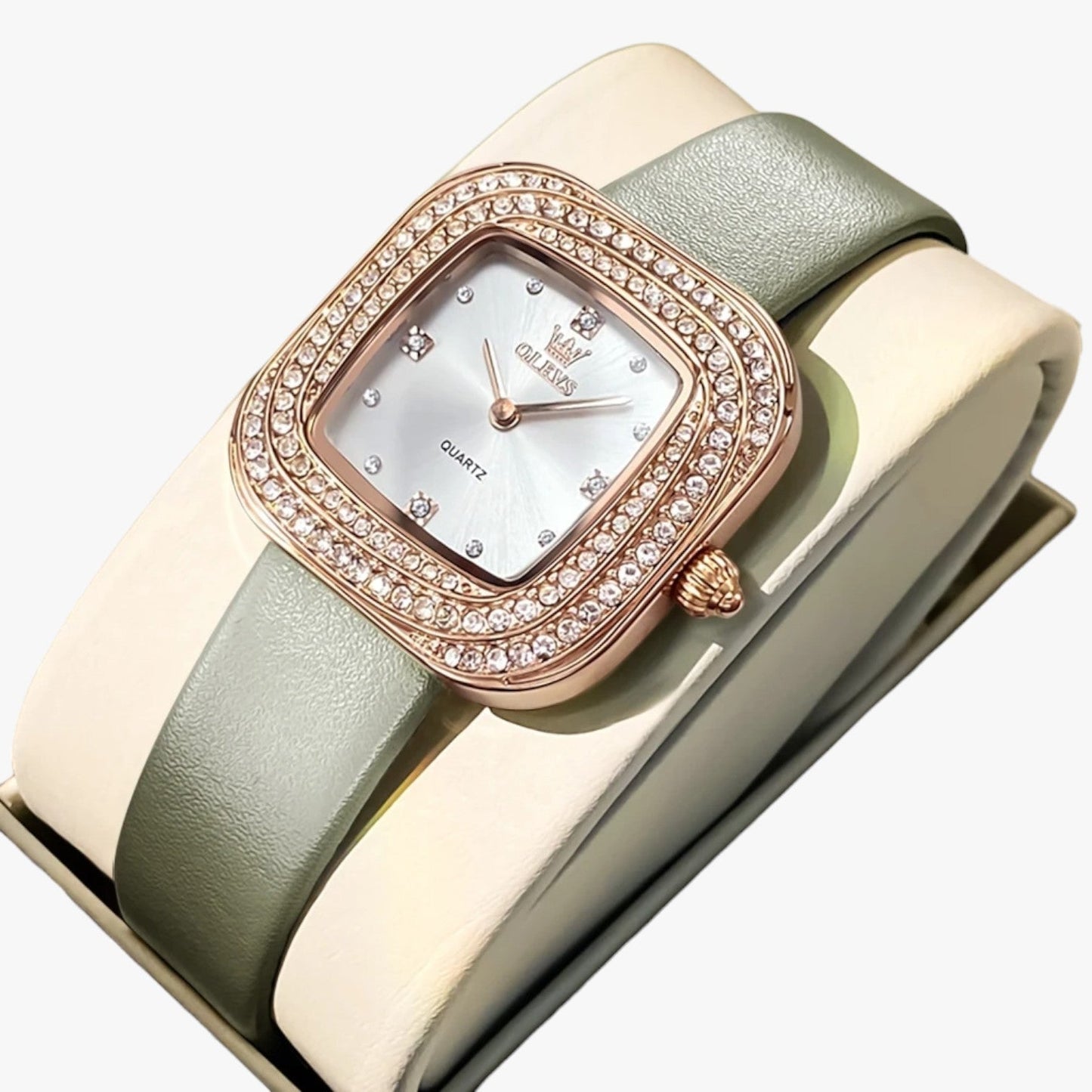 Blair | Elegante quadratische Lederuhr