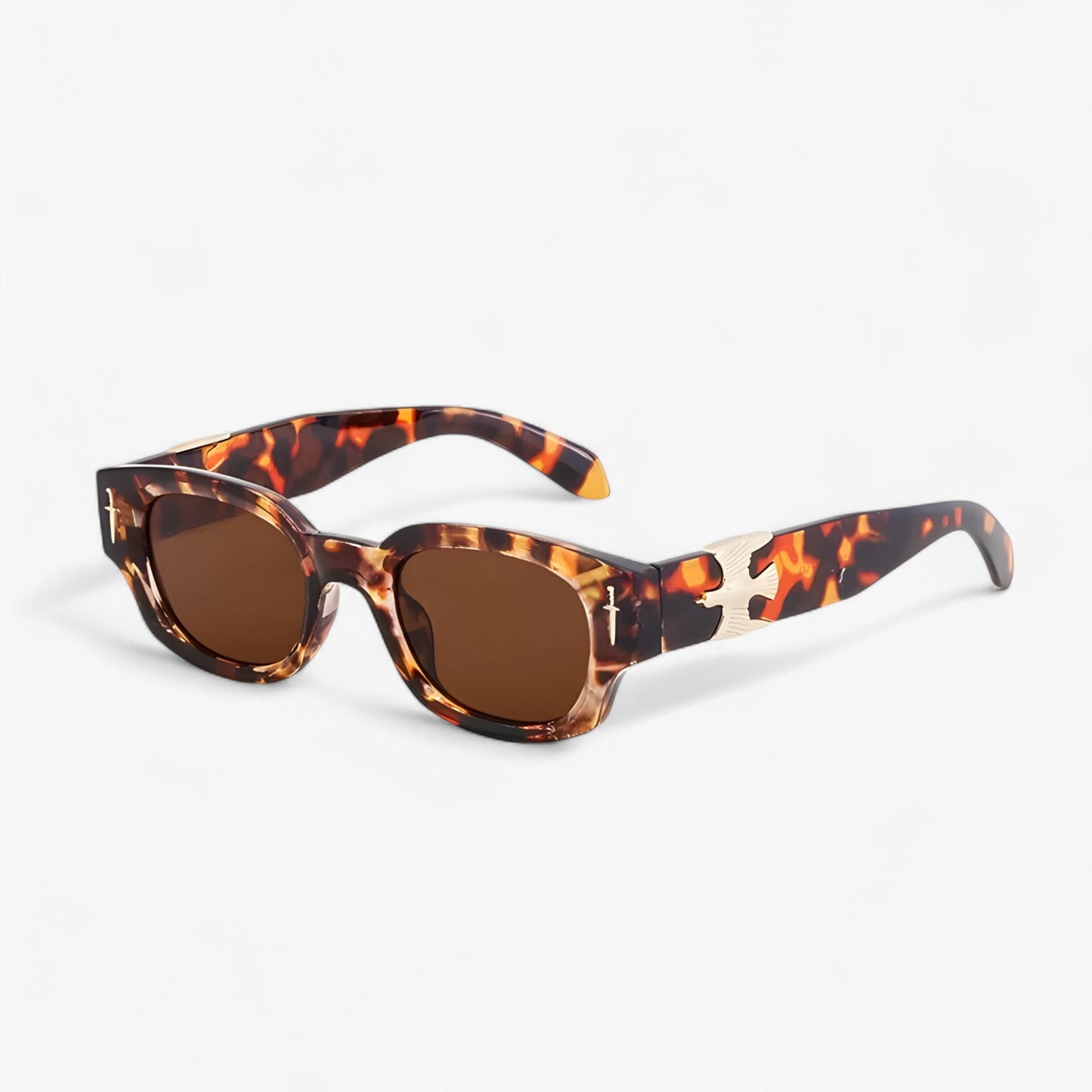 Arvid | Vintage rechteckige Sonnenbrille mit fliegendem Adler