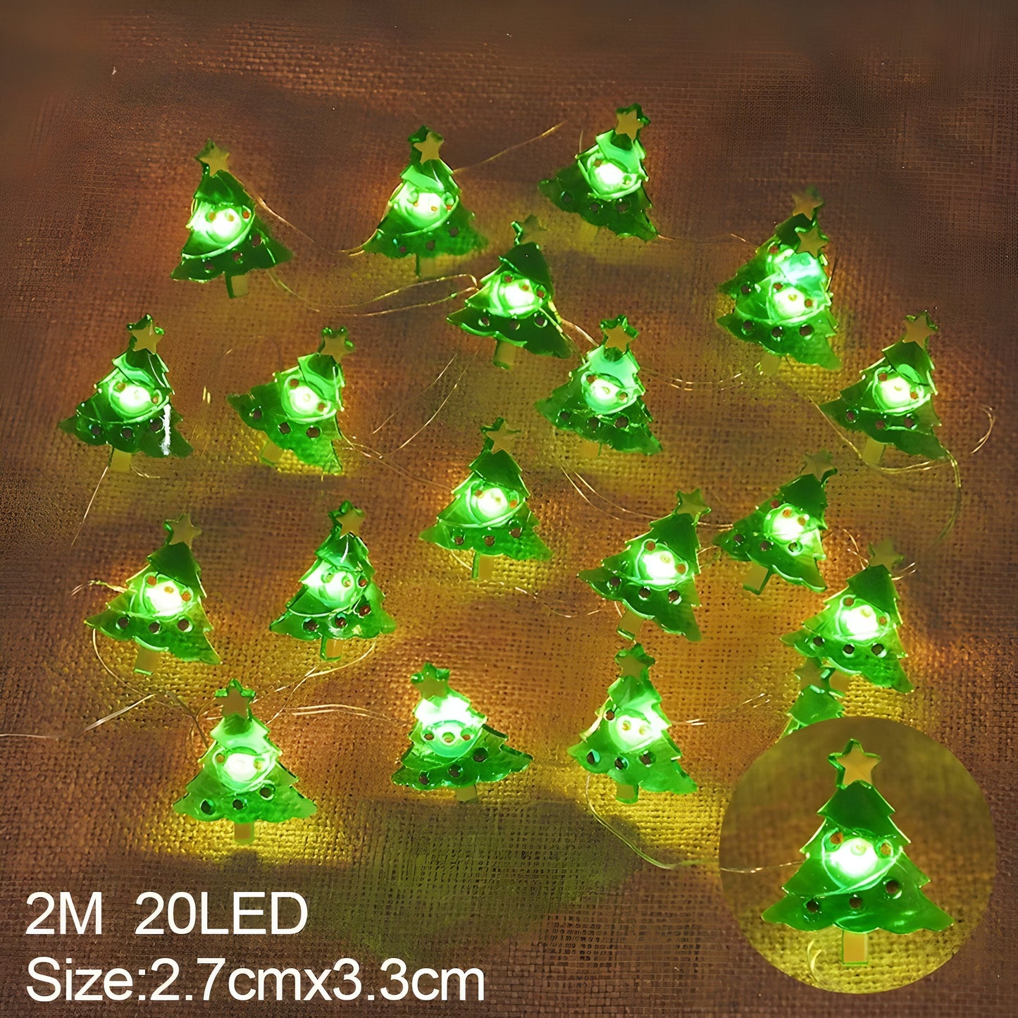 TwinkleLights | LED Lichterschlauch 20LED - Beleuchten Sie Ihre Feste mit dem Weihnachtsmann und Schneeflocken