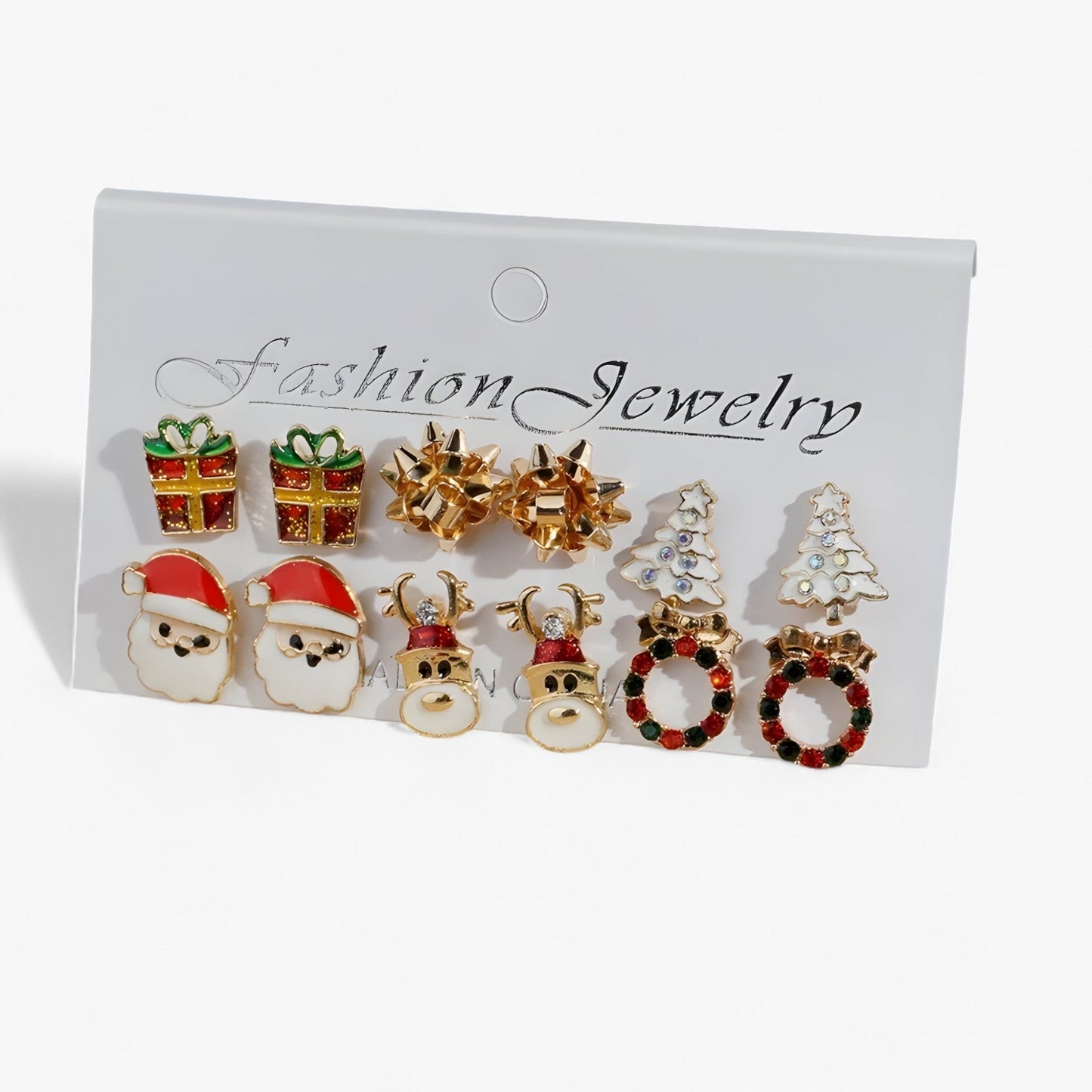 Sparkle | Set aus 6 Paar Weihnachtsohrringen - Funkelnde Designs aus Zirkonia