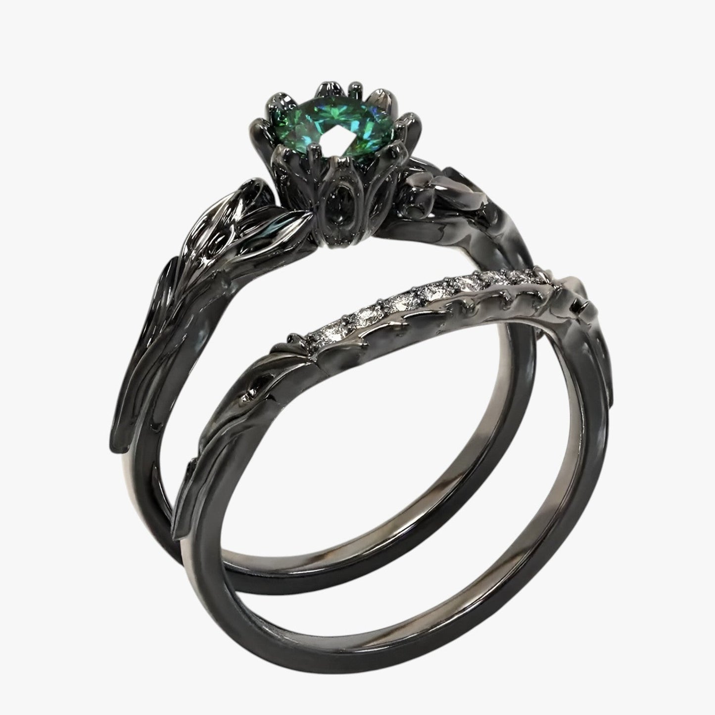 Hazel | Gothic Couple Ringe aus Quarz und Zirkon