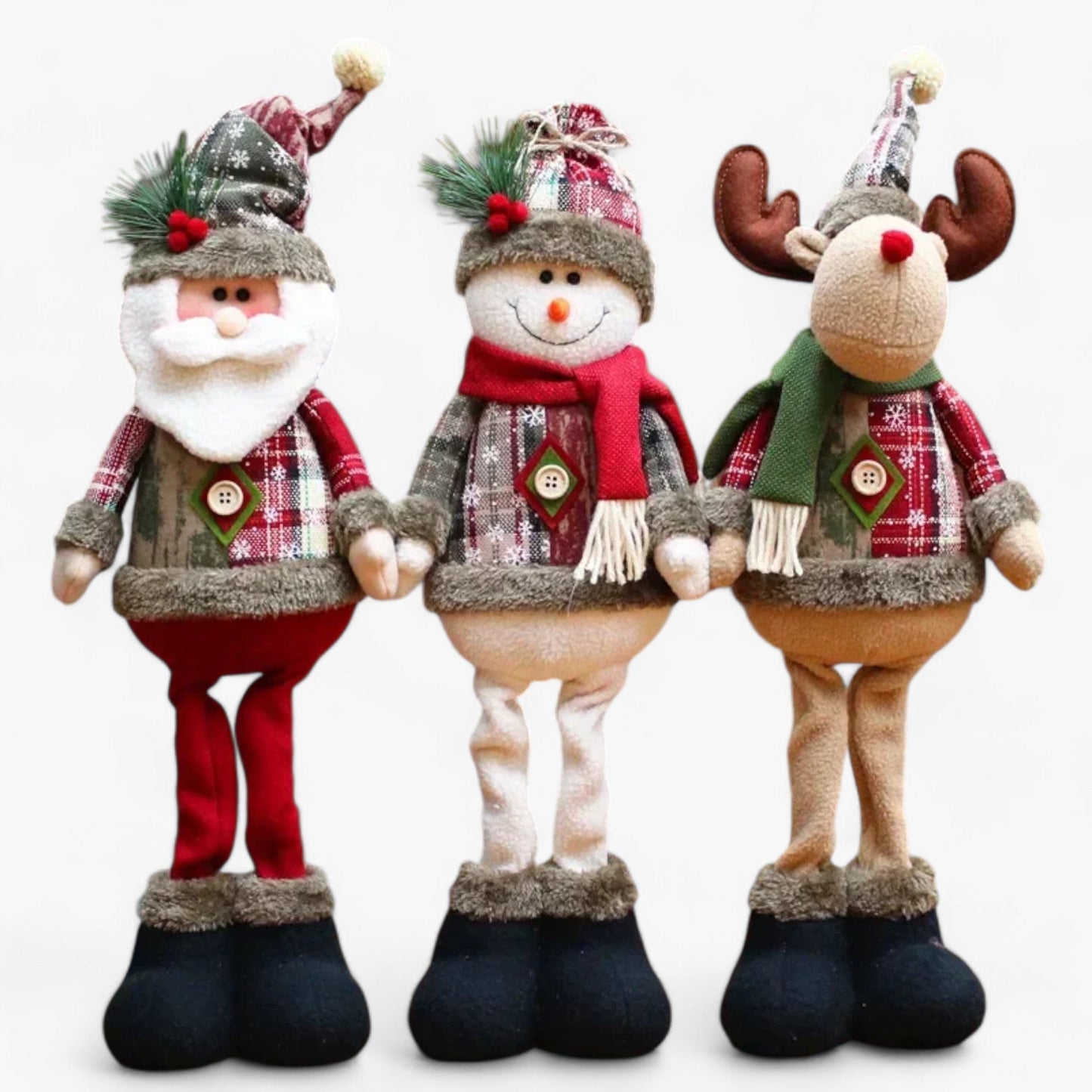 Weihnachtspuppe | Plüsch-Schneemann und Weihnachtsmann – Festliche Heimdekoration und Weihnachtsgeschenk