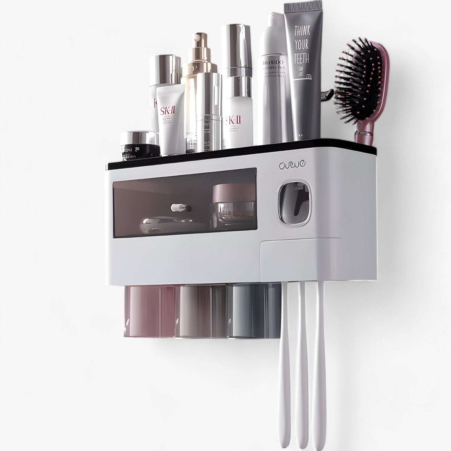 Zahnbürstenhalter | Automatischer Drucker - Wandmontage mit Ablagefach