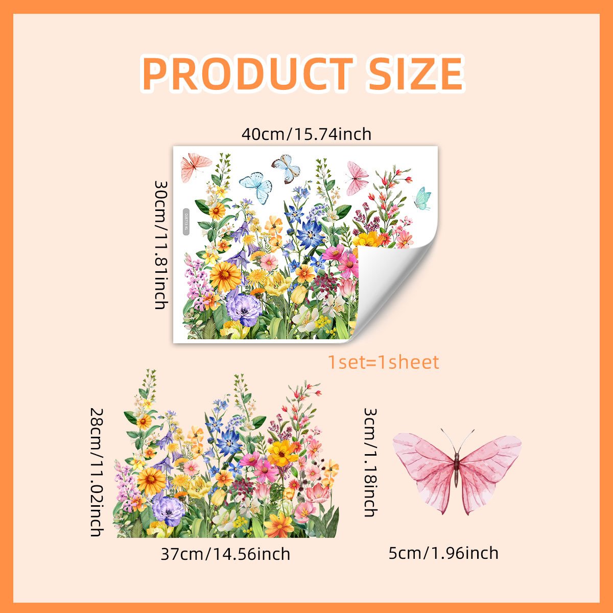 BloomLite™ - Floraler Nachbarschaftsfensteraufkleber mit bunten Blumen