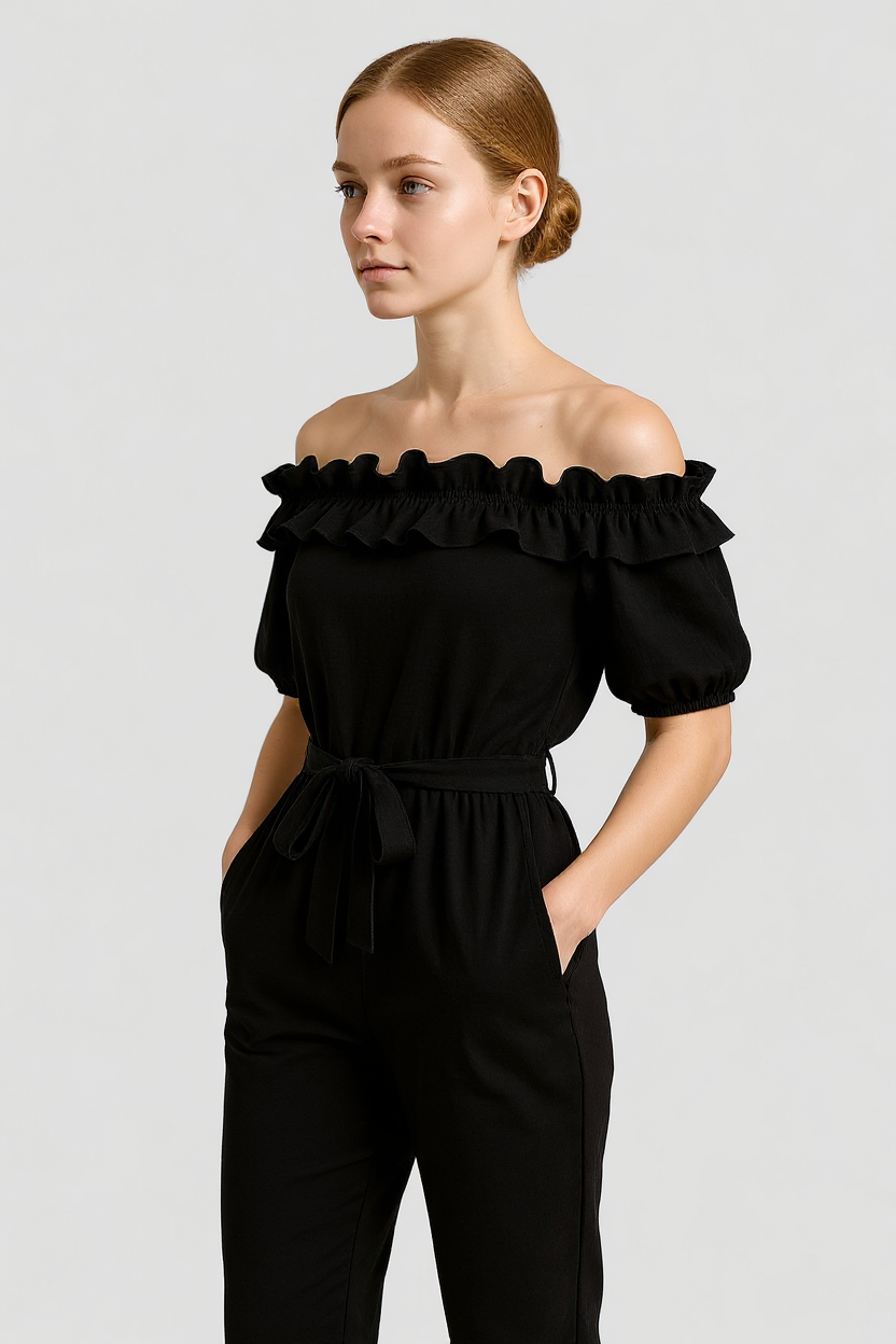 Emma | Damen Eleganter Jumpsuit Mit Volantärmeln