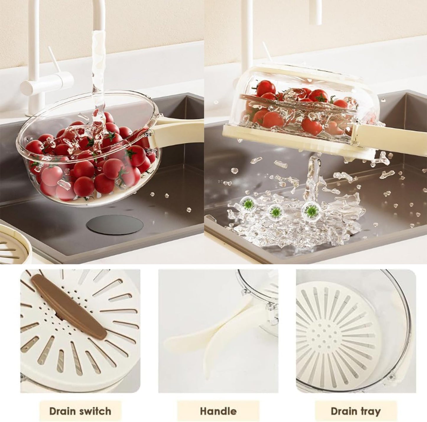 50% RABATT - FruitWash™ - 2-in-1 Abtropf- und Aufbewahrungskorb