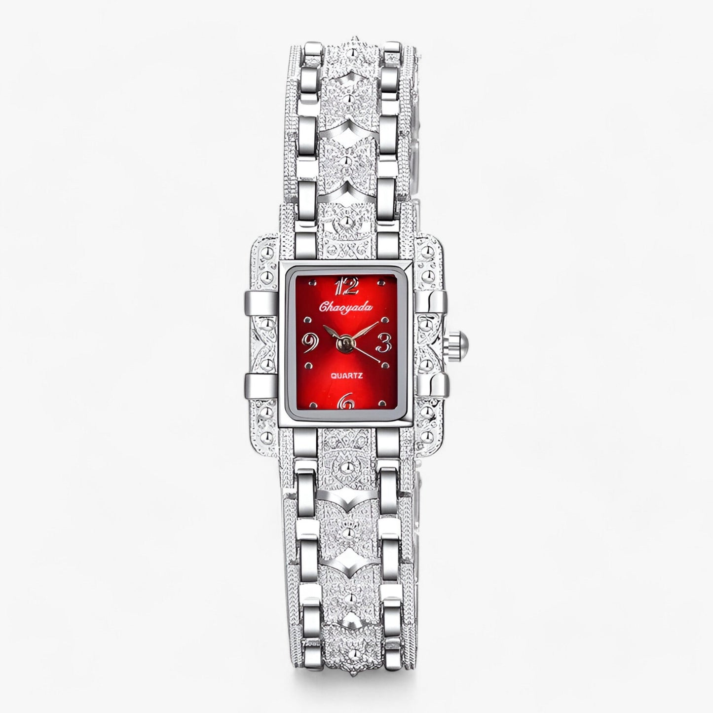 Armbanduhr mit Rechteckigem Zifferblatt und Kristallen - Modisch und Elegant für Frauen