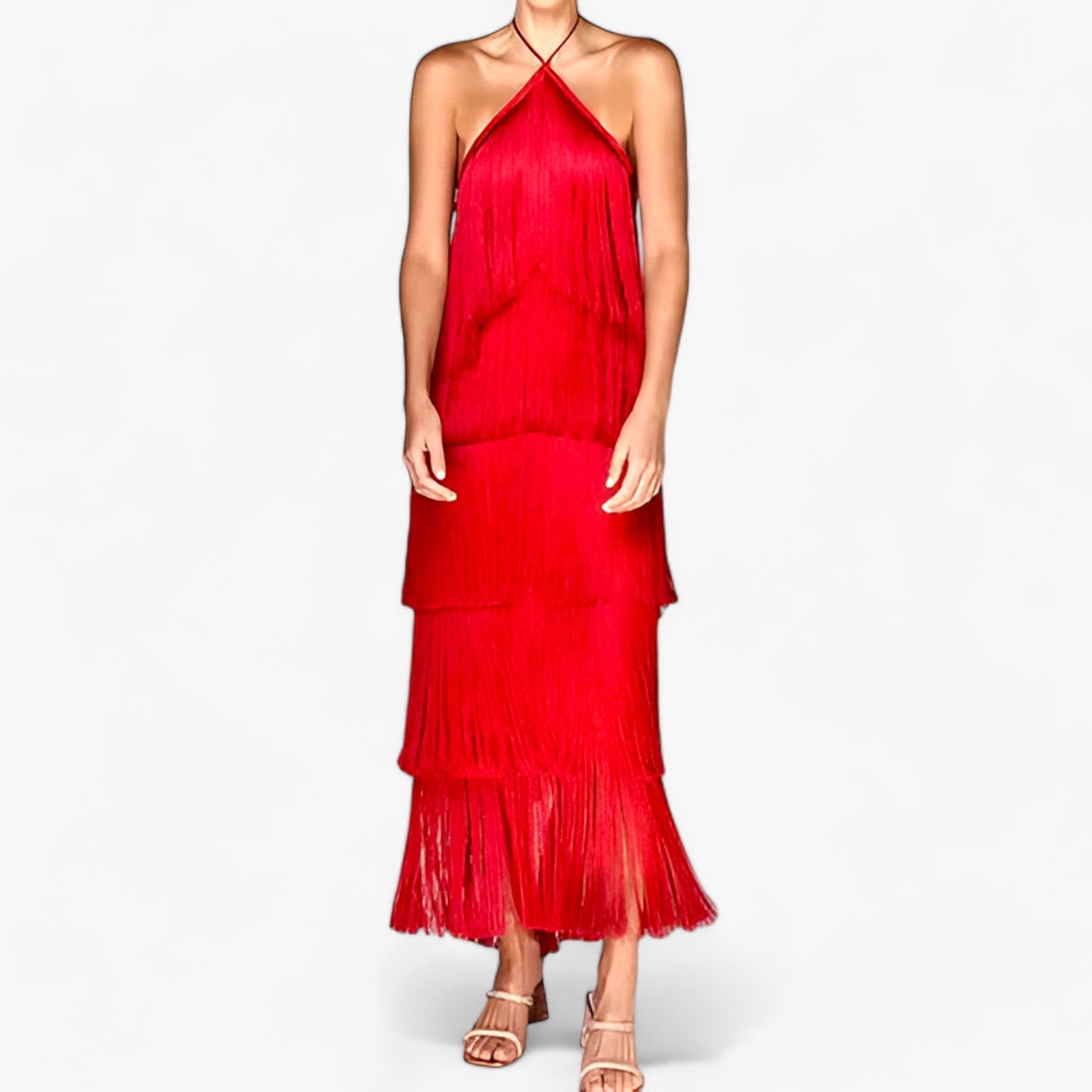 Ärmelloses Halterkleid - Glamouröse Quastendetails