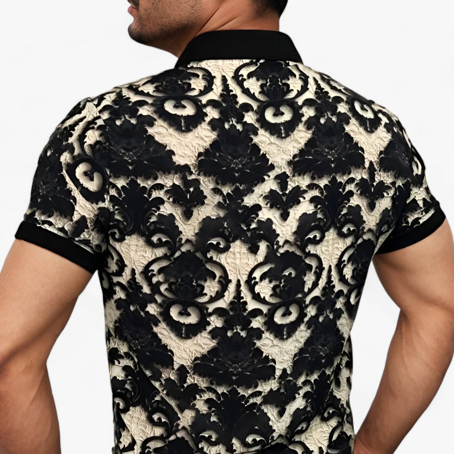 CoolFit | Stretch-Stehkragenhemd mit 3D-Blumenmuster - Modernes Design mit Bequemlichkeit