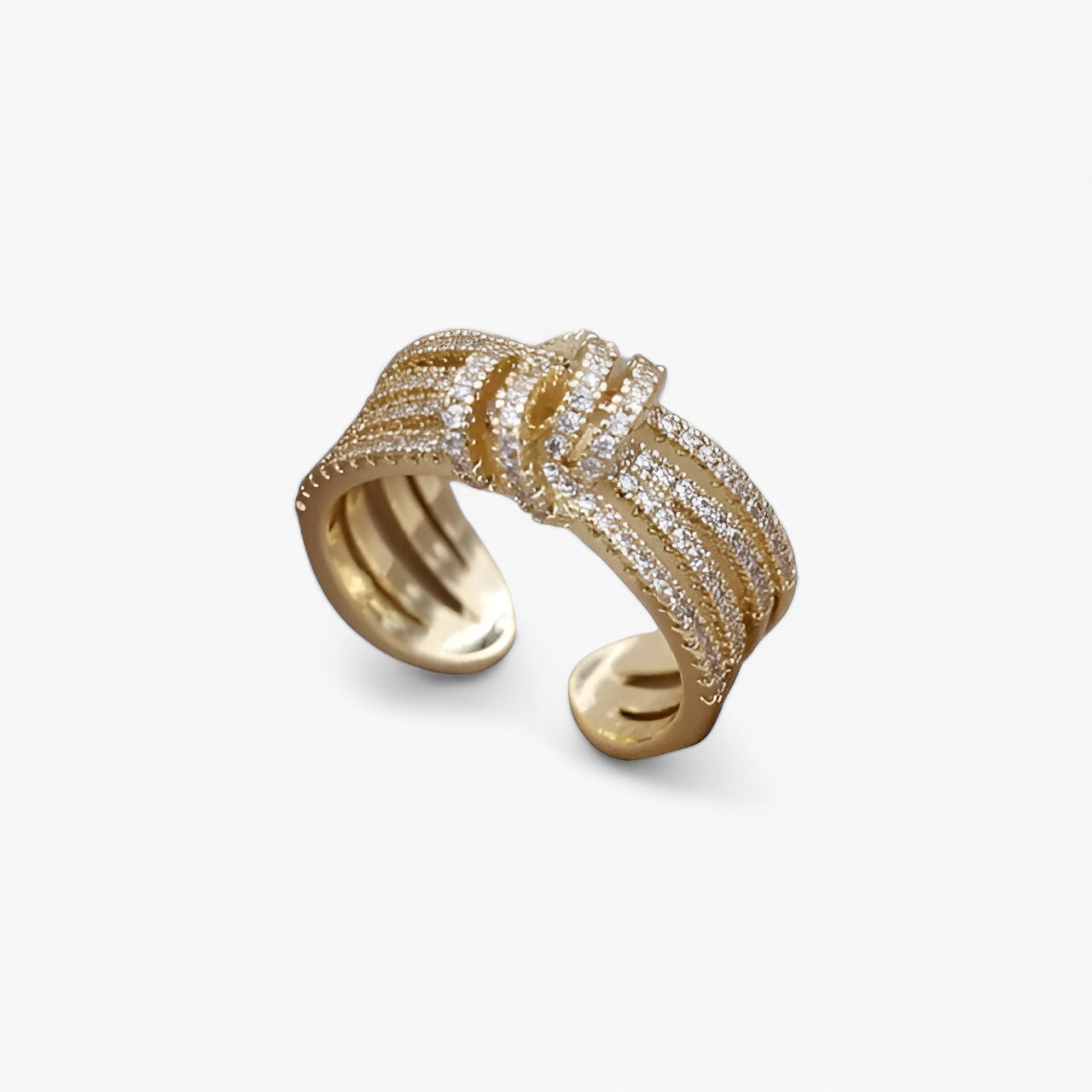 14K Vergoldeter Zirkonia-Ring - Elegantes Offenes Design
