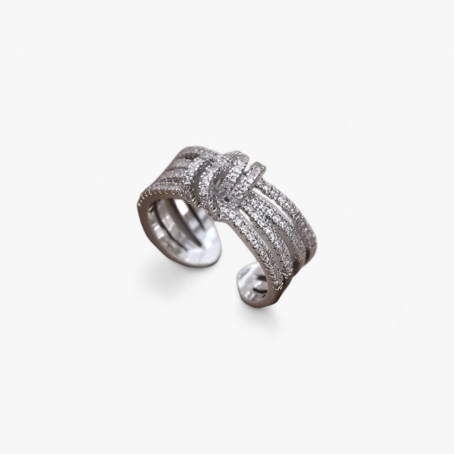 14K Vergoldeter Zirkonia-Ring - Elegantes Offenes Design