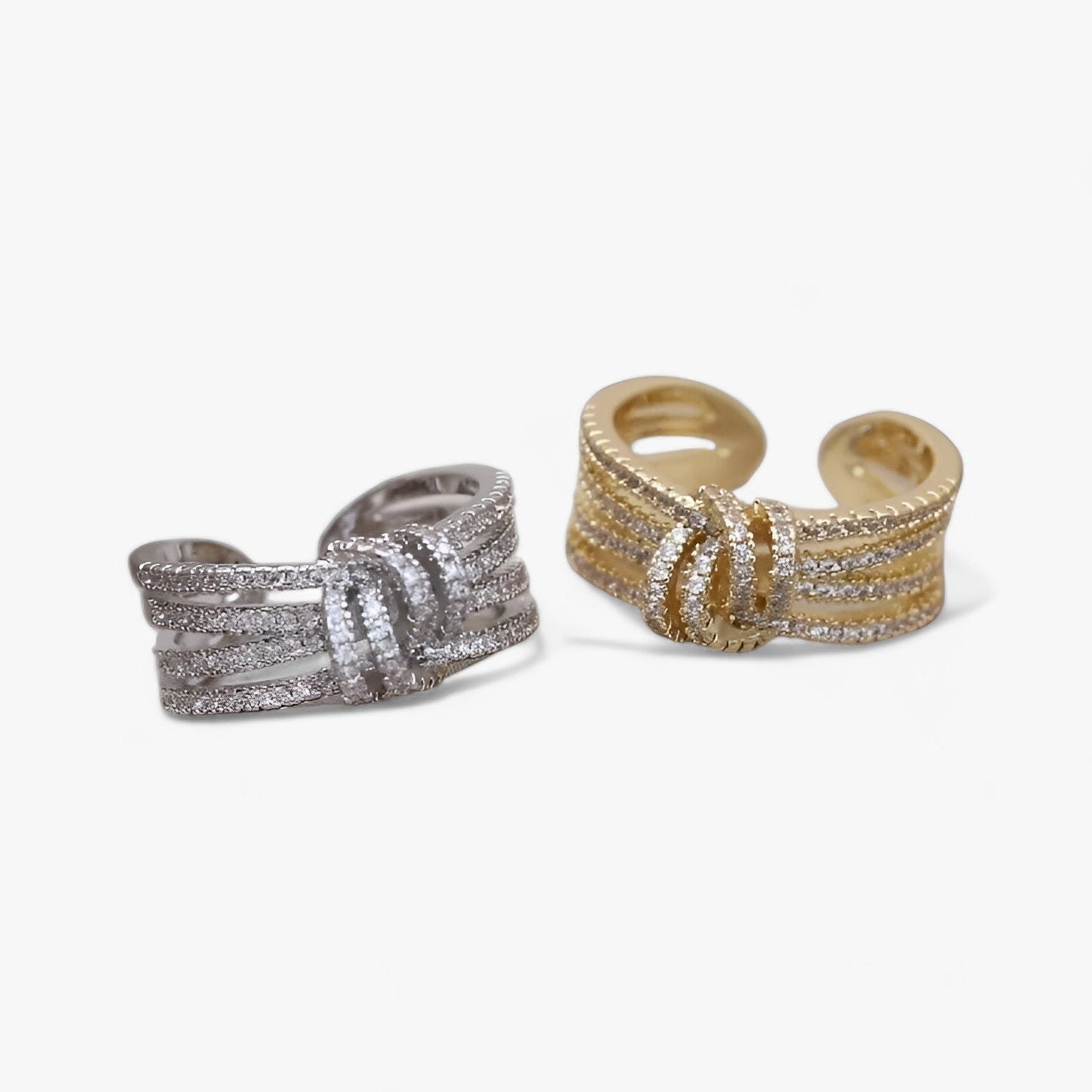 14K Vergoldeter Zirkonia-Ring - Elegantes Offenes Design