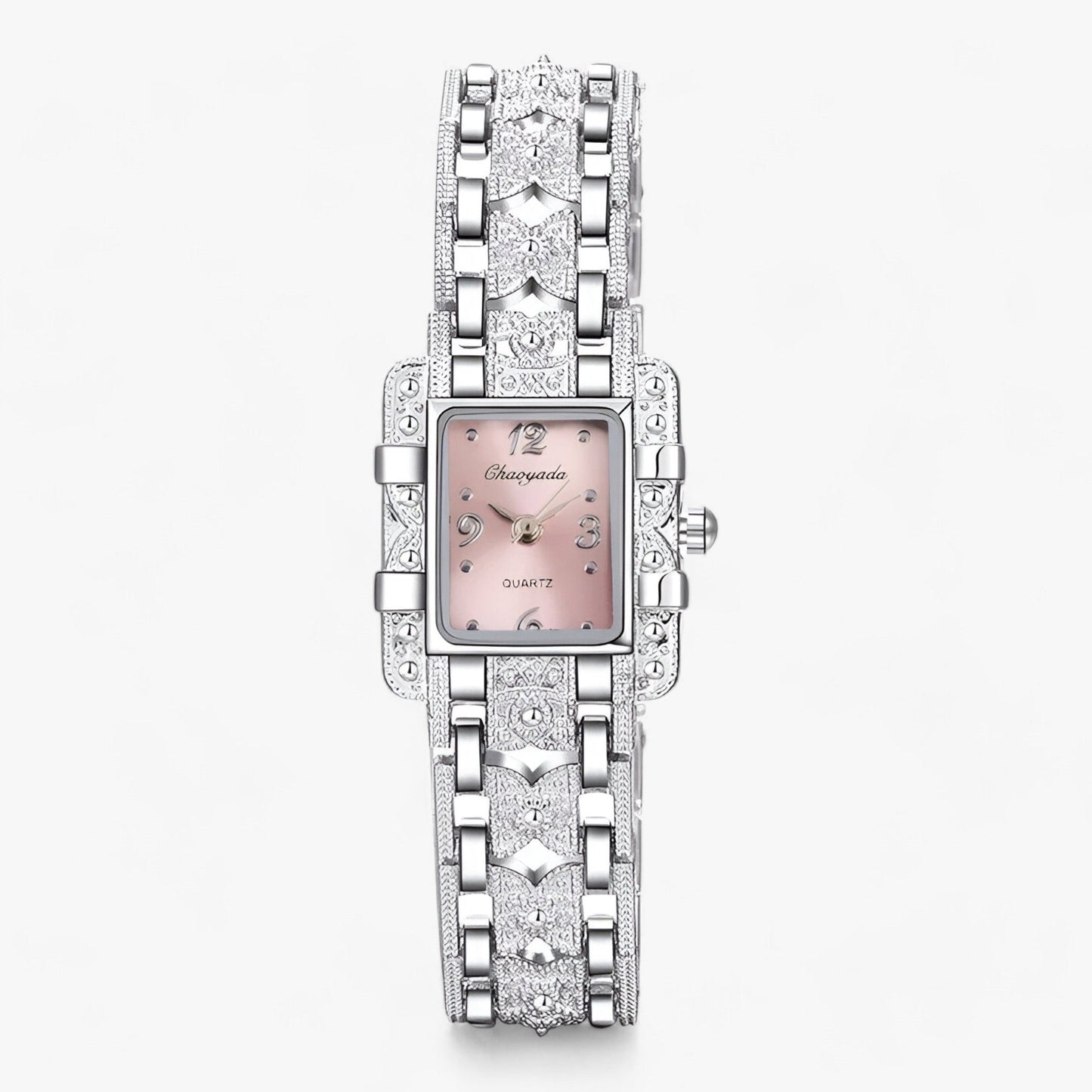 Armbanduhr mit Rechteckigem Zifferblatt und Kristallen - Modisch und Elegant für Frauen