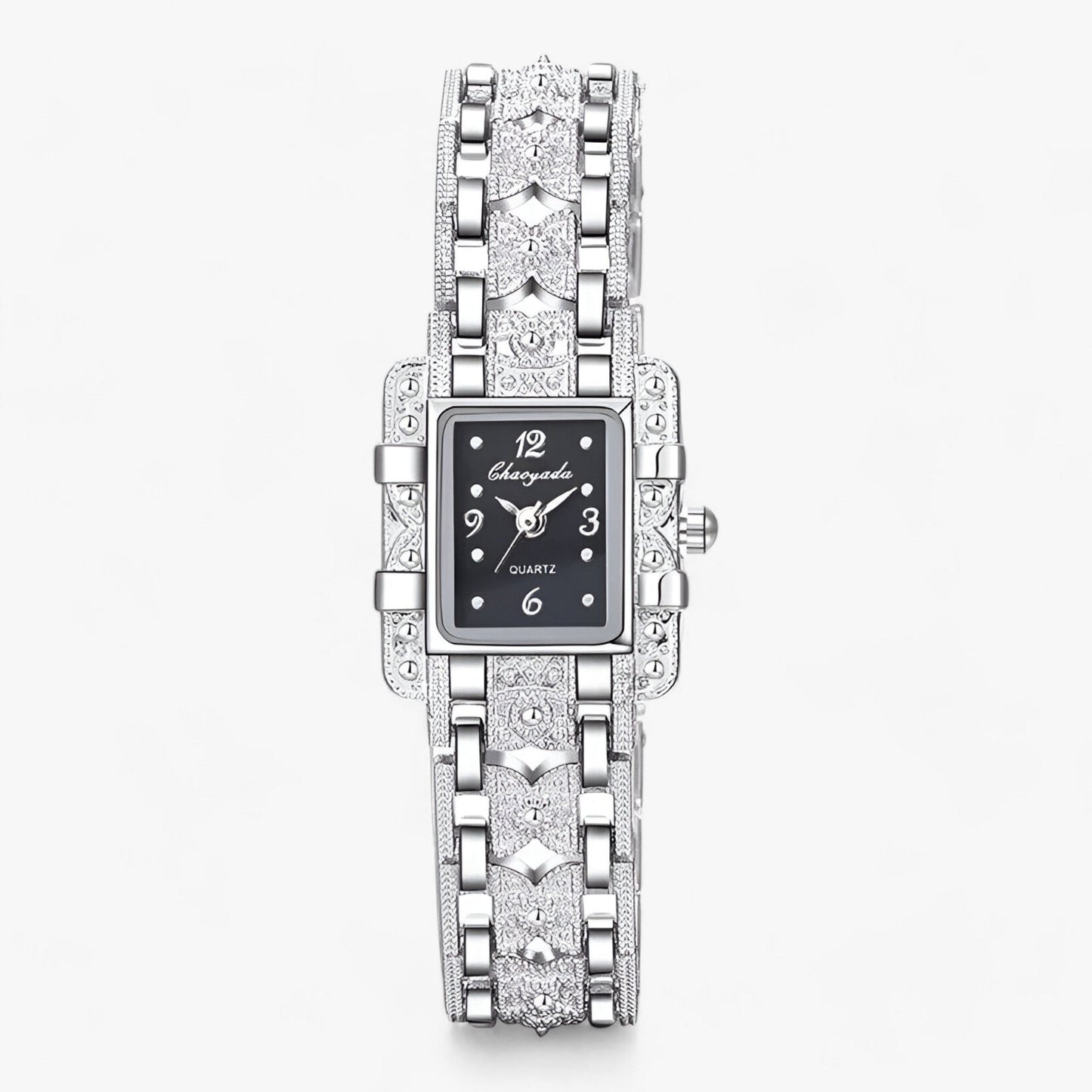 Armbanduhr mit Rechteckigem Zifferblatt und Kristallen - Modisch und Elegant für Frauen