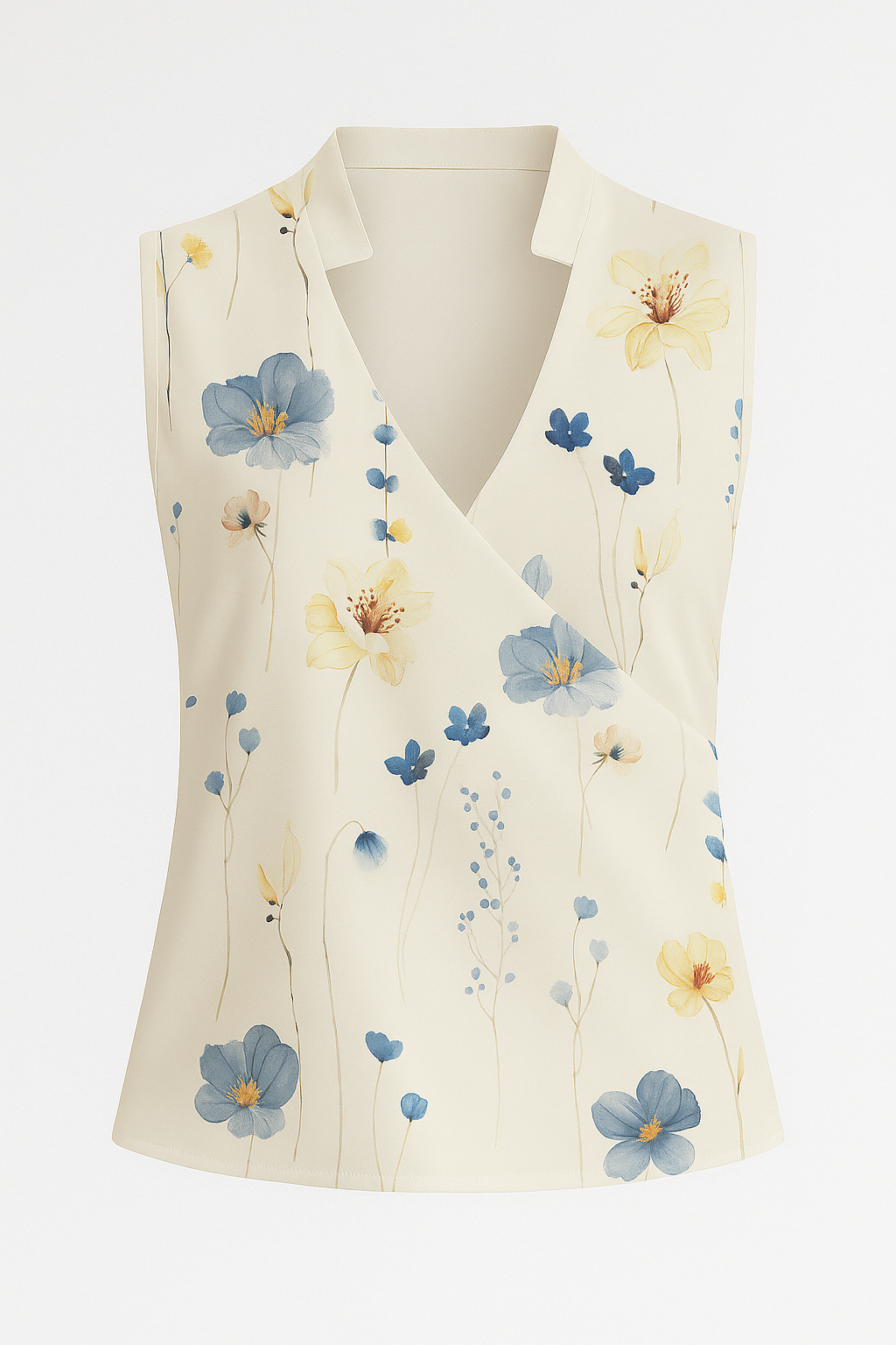 Elena | Ärmellose Bluse mit V-Ausschnitt und Stehkragen