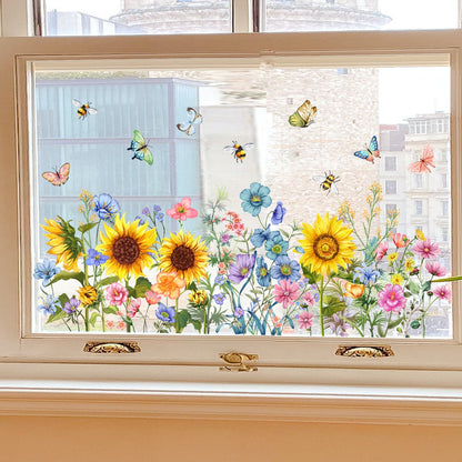 BloomLite™ - Floraler Nachbarschaftsfensteraufkleber mit bunten Blumen