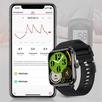 Healthmed Gesundheits-Smartwatch - zur Überwachung von Blutzucker - Sonderaktion 1+1 Gratis
