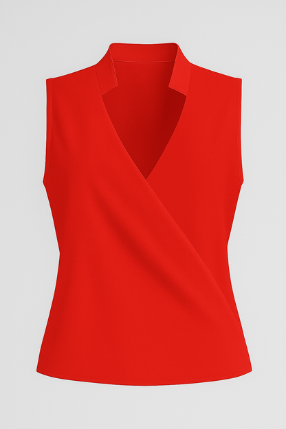 Elena | Ärmellose Bluse mit V-Ausschnitt und Stehkragen