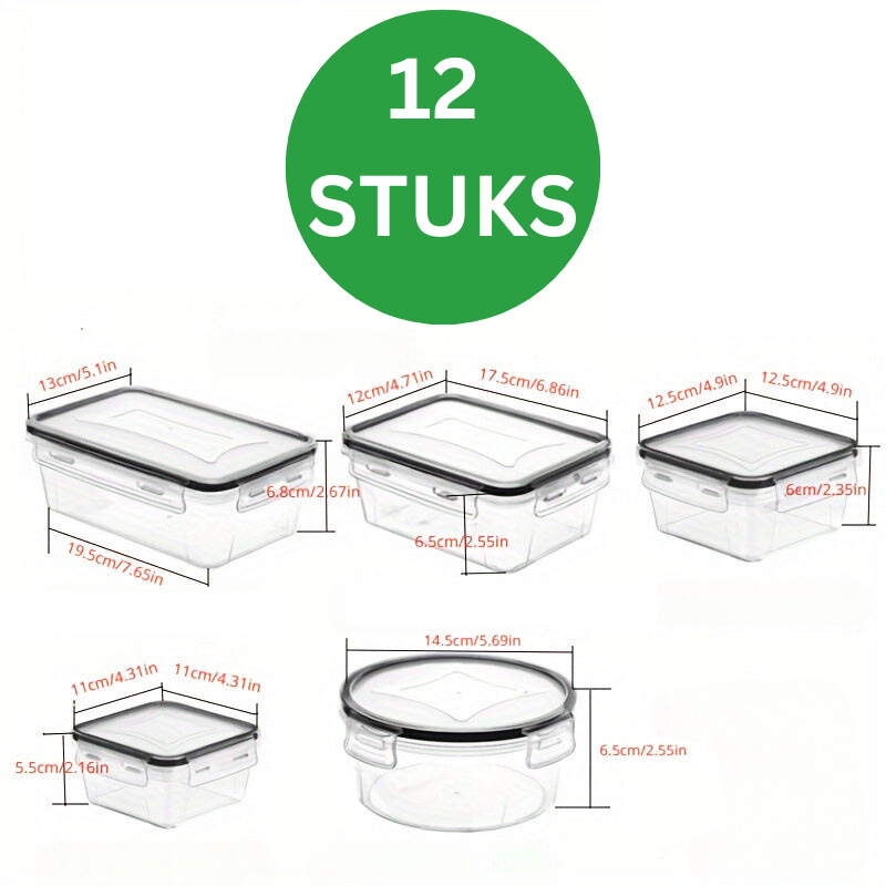 Luftdichte Lebensmittelbehälter mit Schnappverschluss - 12er-Set