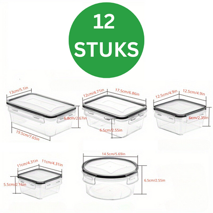 Luftdichte Lebensmittelbehälter mit Schnappverschluss - 12er-Set