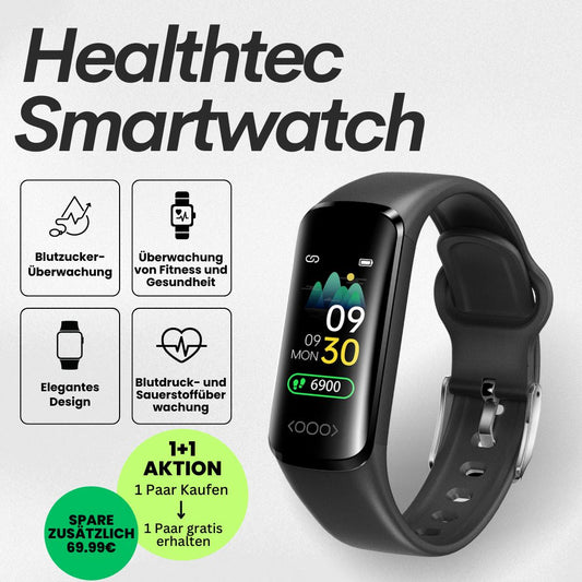 Healthtec Gesundheits-Smartwatch zur Überwachung vom Blutzucker - Sonderaktion 1+1 Gratis