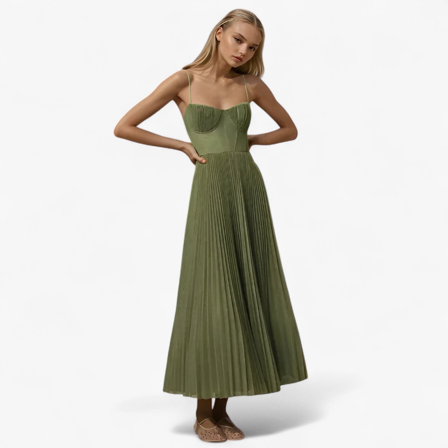 Delia | Plissiertes Maxikleid für Frauen