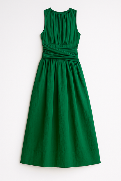 Selene | Figurbetontes Midikleid mit dünnen Trägern und seitlichem Schlitz